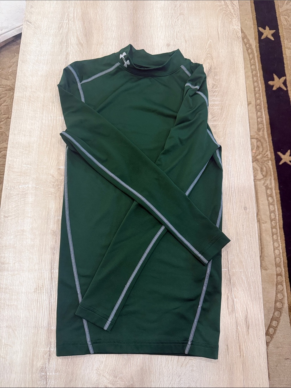 Under Armour Women’s Dark Green Long Sleeve Compression Top with Gray Trim
